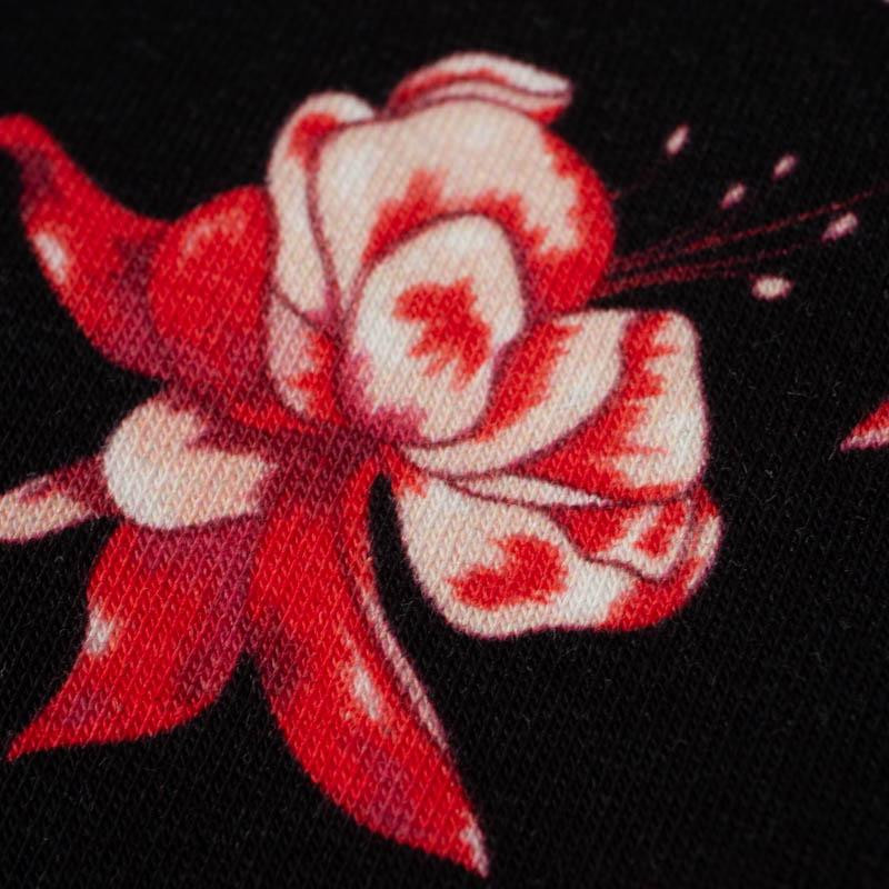 RED FLOWERS pat. 3 (RED GARDEN) - looped knit fabric