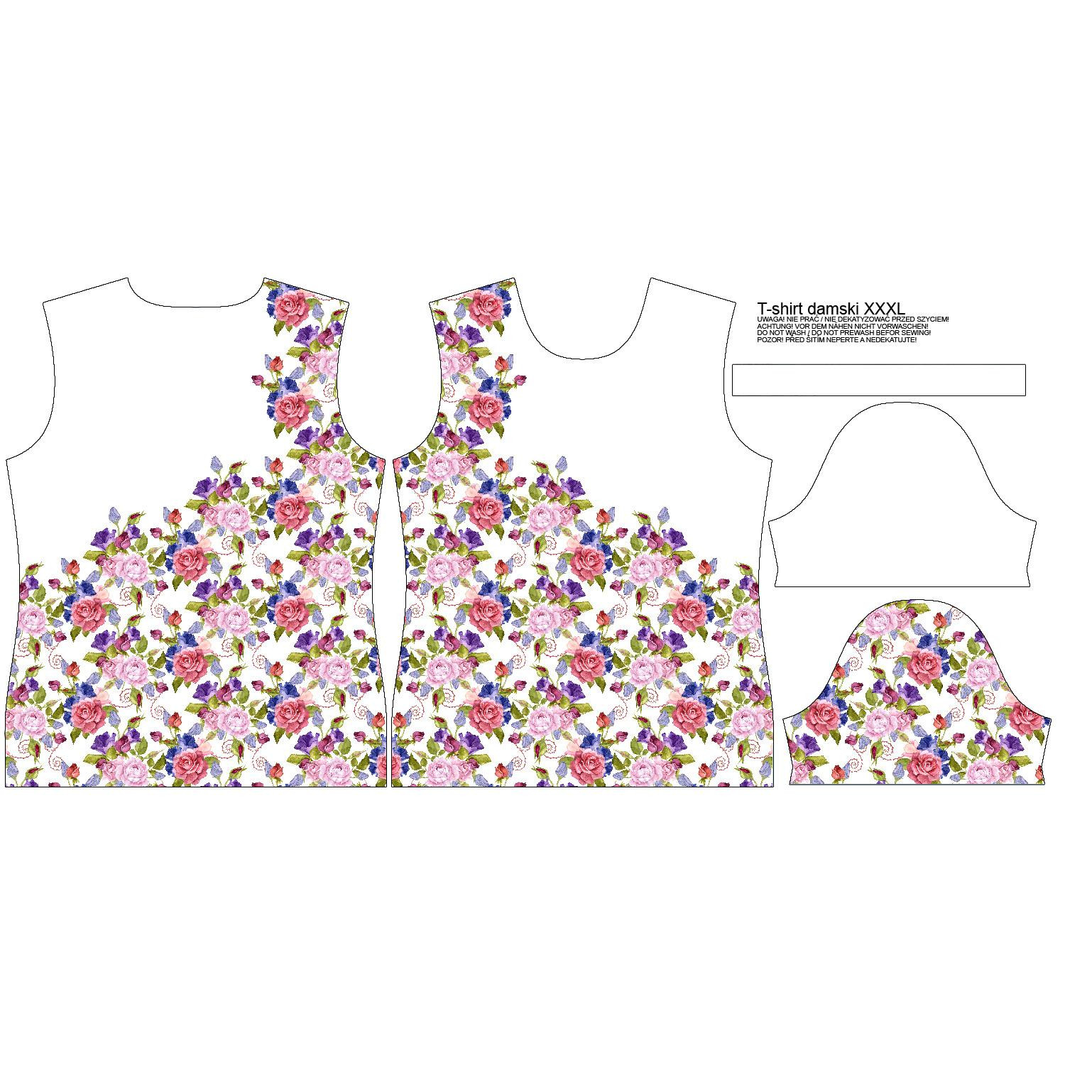 WOMEN’S T-SHIRT - ROSE FLOWERS PAT. 2 (BLOOMING MEADOW) - single jersey