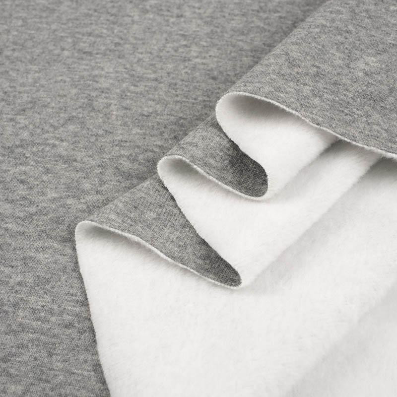 ECO MELANGE / white - brushed knit fabric with teddy  / alpine fleece
