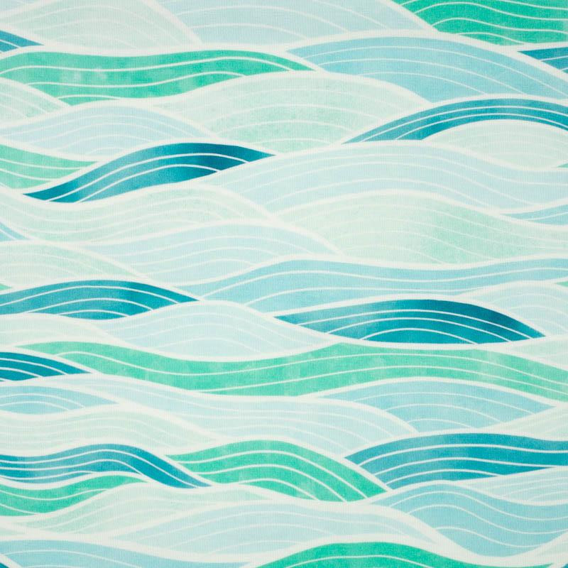 WAVES No. 2 / light blue - looped knit fabric