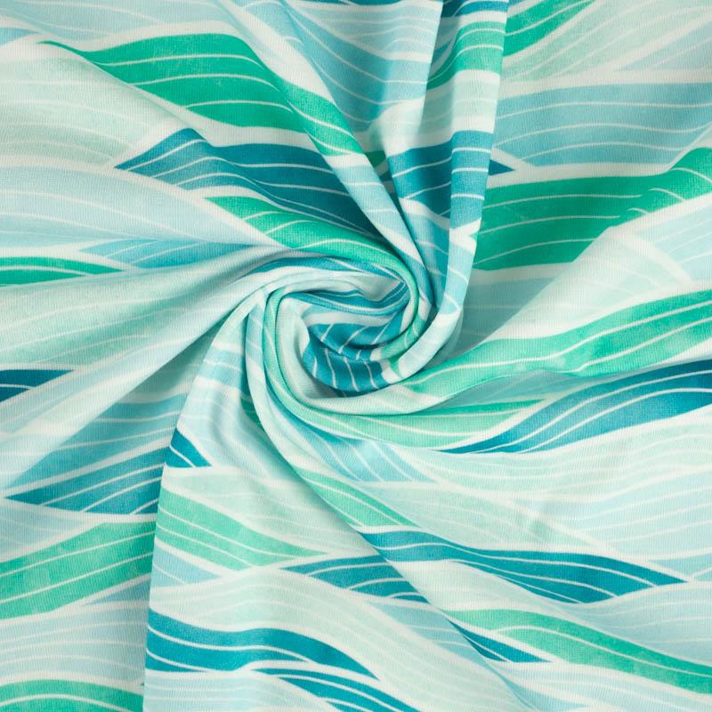 WAVES No. 2 / light blue - looped knit fabric