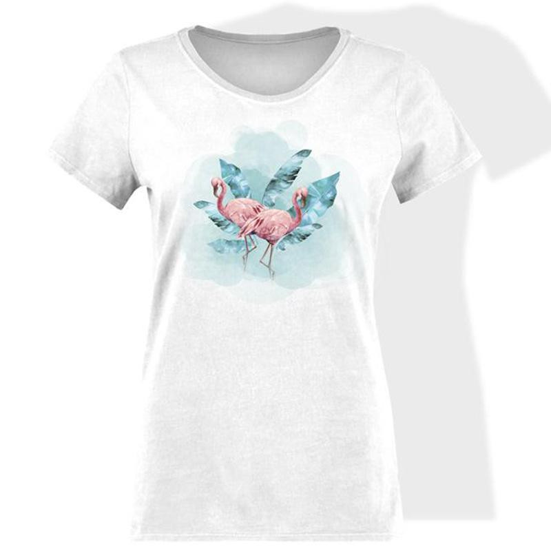 WOMEN’S T-SHIRT S - FLAMINGOS pat. 2 - single jersey S