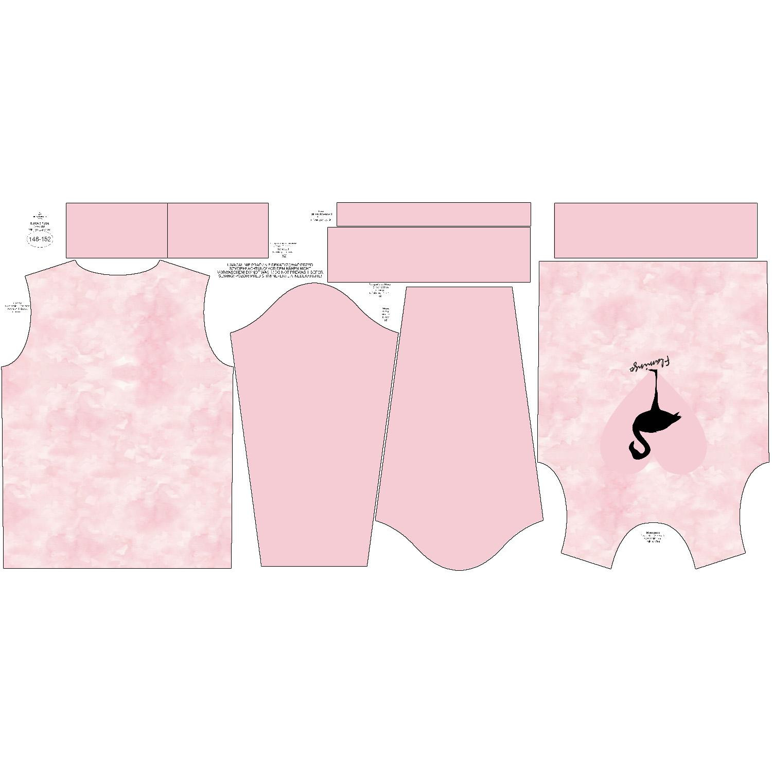 CHILDREN'S (NOE) SWEATSHIRT - FLAMINGO / CAMOUFLAGE pat. 2 (pale pink) - sewing set