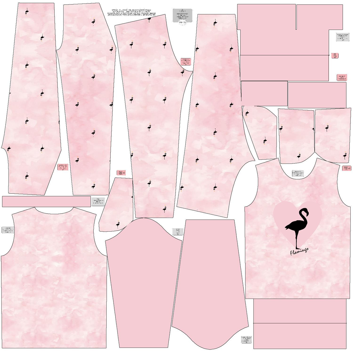Children's tracksuit (MILAN) - FLAMINGO / CAMOUFLAGE pat. 2 (pale pink) - sewing set