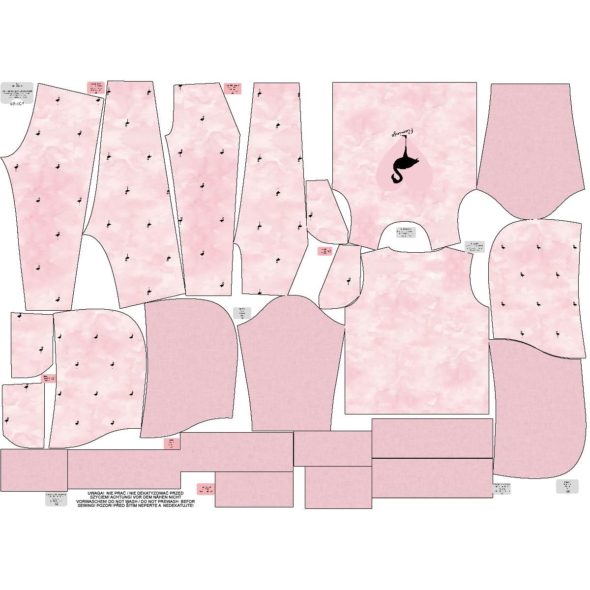 Children's tracksuit (OSLO) - FLAMINGO / CAMOUFLAGE pat. 2 (pale pink) - looped knit fabric 