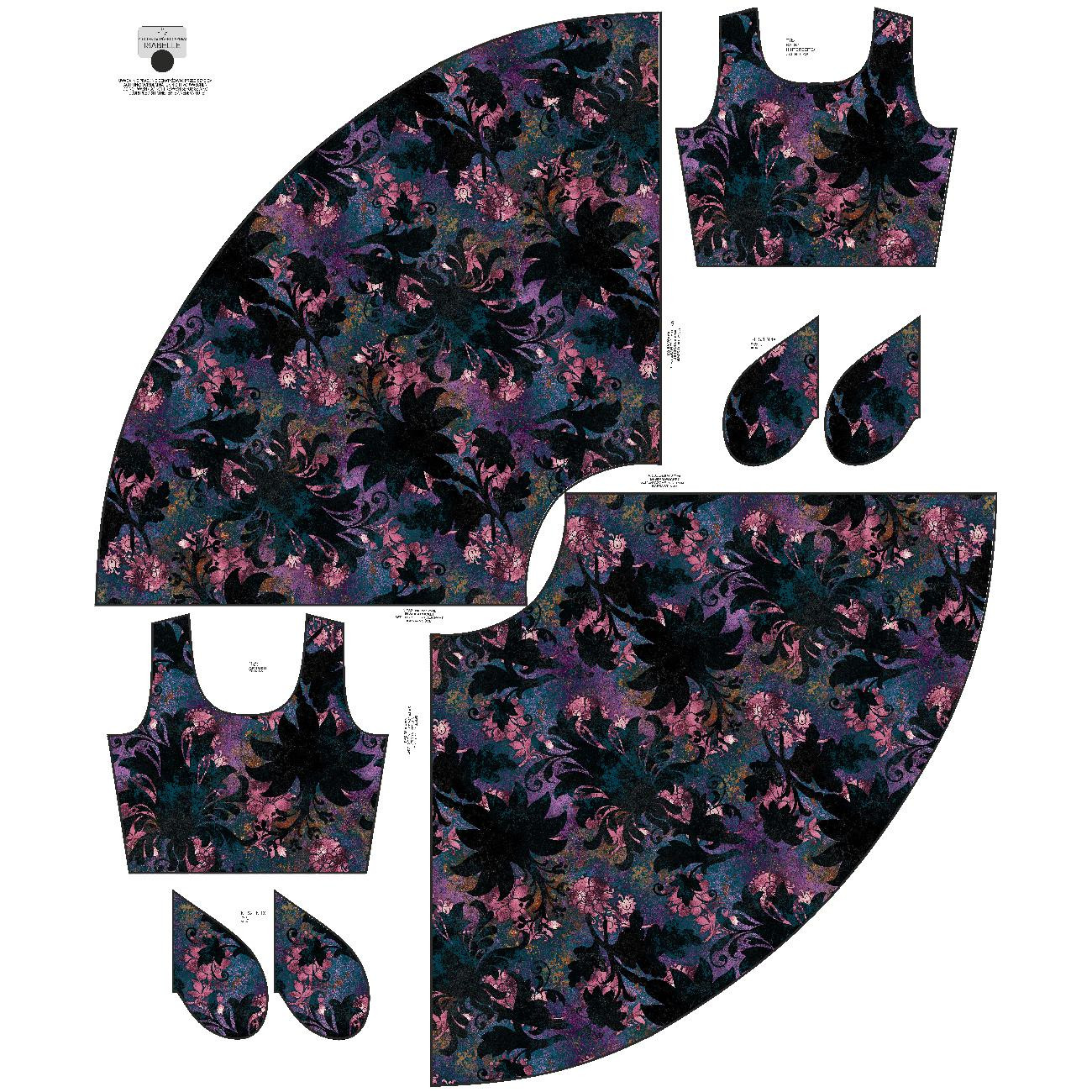 DRESS "ISABELLE" - FLORAL  pat. 7 - sewing set