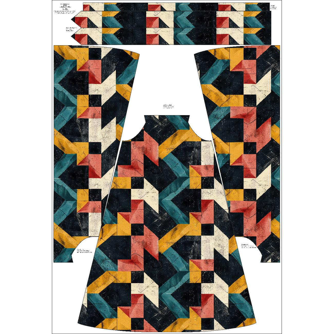 DRESS "DALIA" MAXI - GEOMETRIC PAT. 1 - sewing set