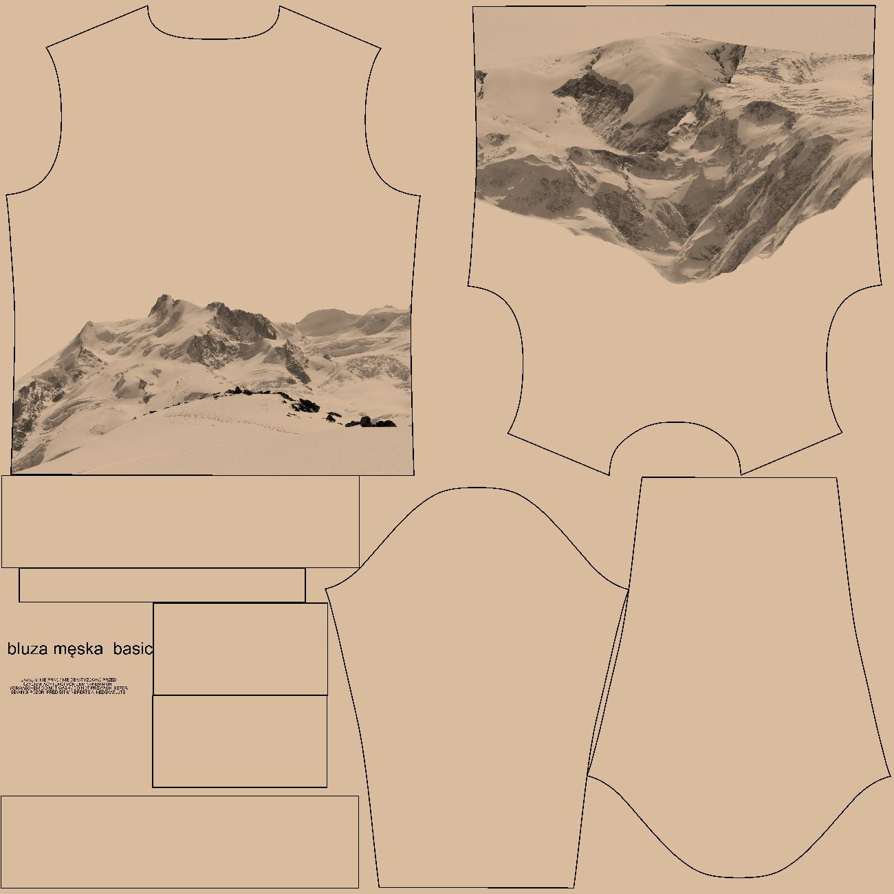 MEN’S SWEATSHIRT (OREGON) BASIC - MOUNTAINS / HAZELNUT / beige - sewing set