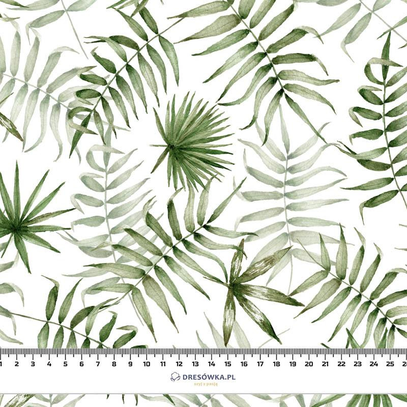 TROPICAL LEAVES pat. 3 / white (JUNGLE) - Linen with viscose