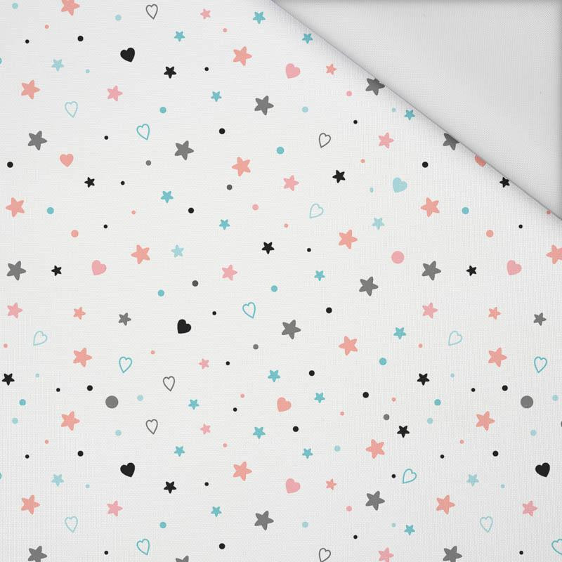 STARS AND HEARTS (PASTEL SKY) - Waterproof woven fabric