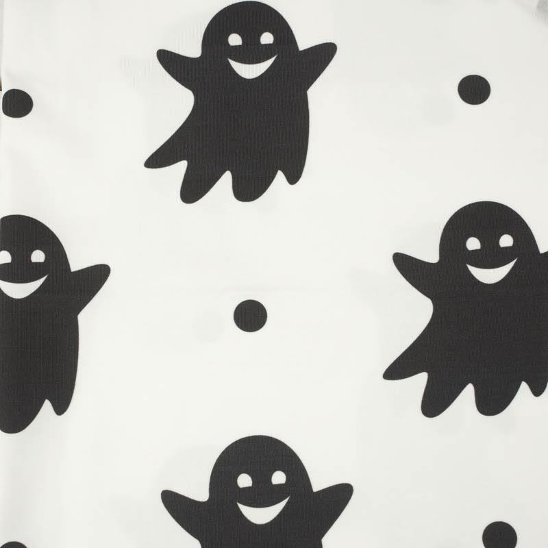 HALLOWEEN BLACK GHOSTS / white - single jersey with elastane TE210