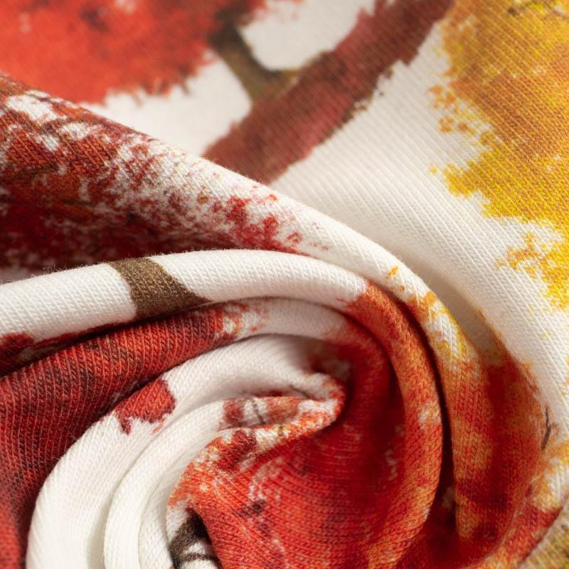 AUTUMN TREES / white (PUMPKIN GARDEN) - looped knit fabric