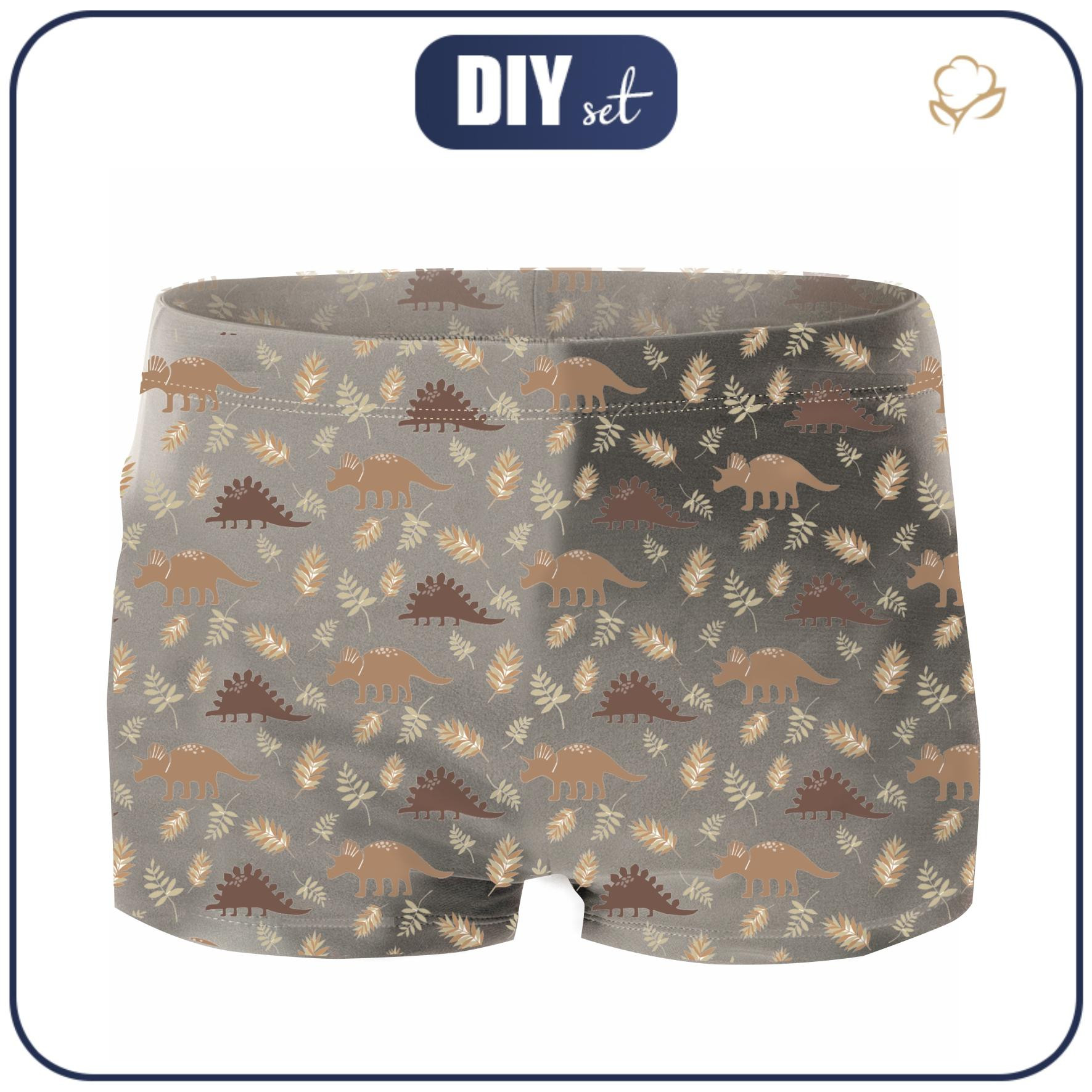 Boy's swim trunks - BROWN DINOSAURS PAT. 4  - sewing set