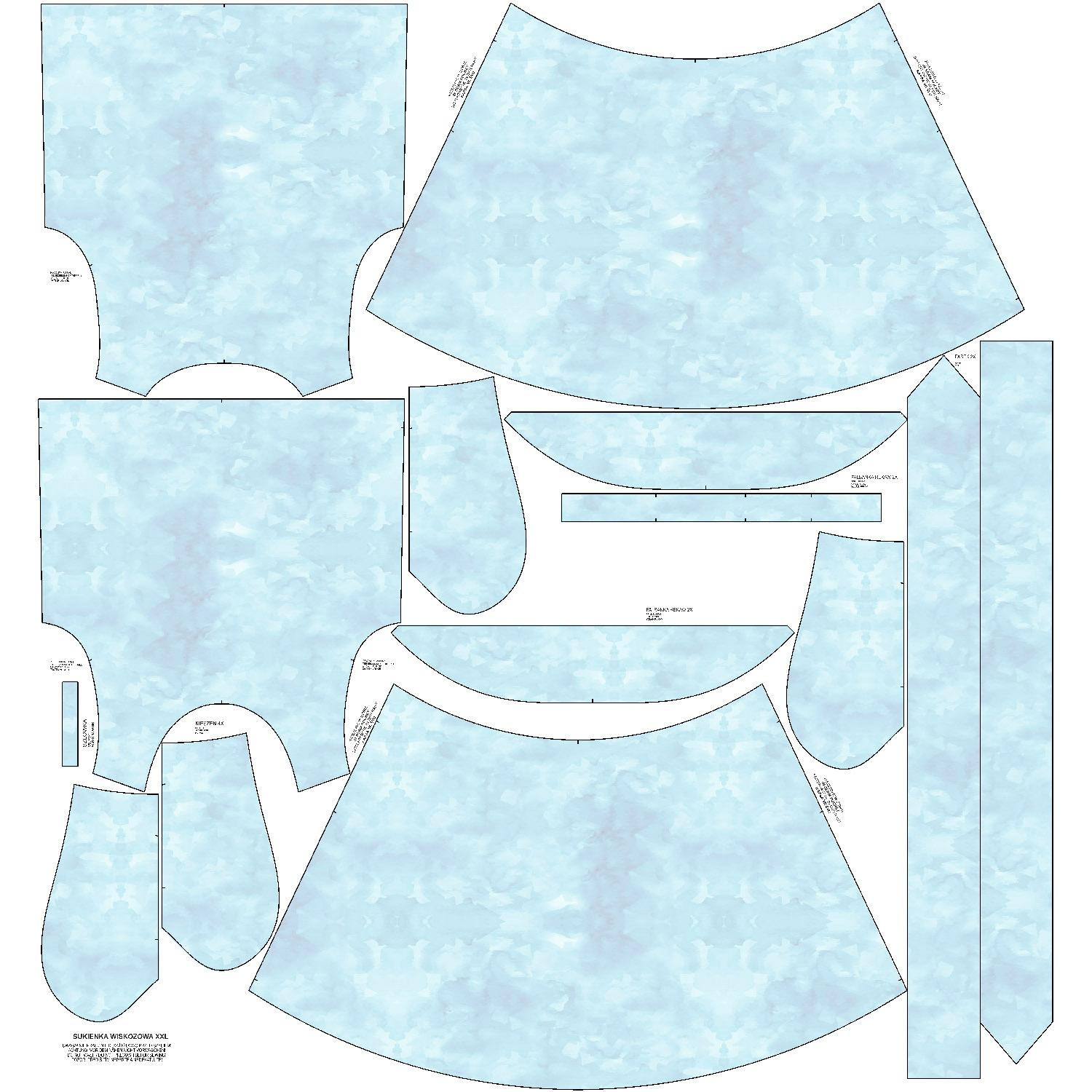 DRESS "EMMA" - CAMOUFLAGE pat. 2 / light blue - Viscose jersey with elastane