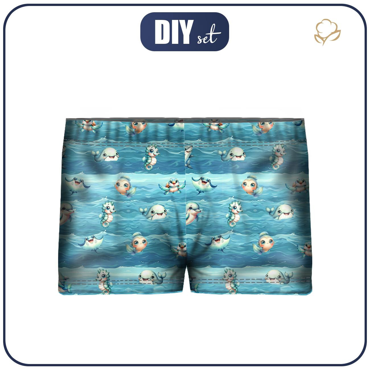 Boy's swim trunks - SEA ANIMALS PAT. 1 - sewing set