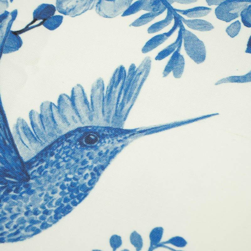 HUMMINGBIRDS AND FLOWERS (CLASSIC BLUE) - Cotton drill