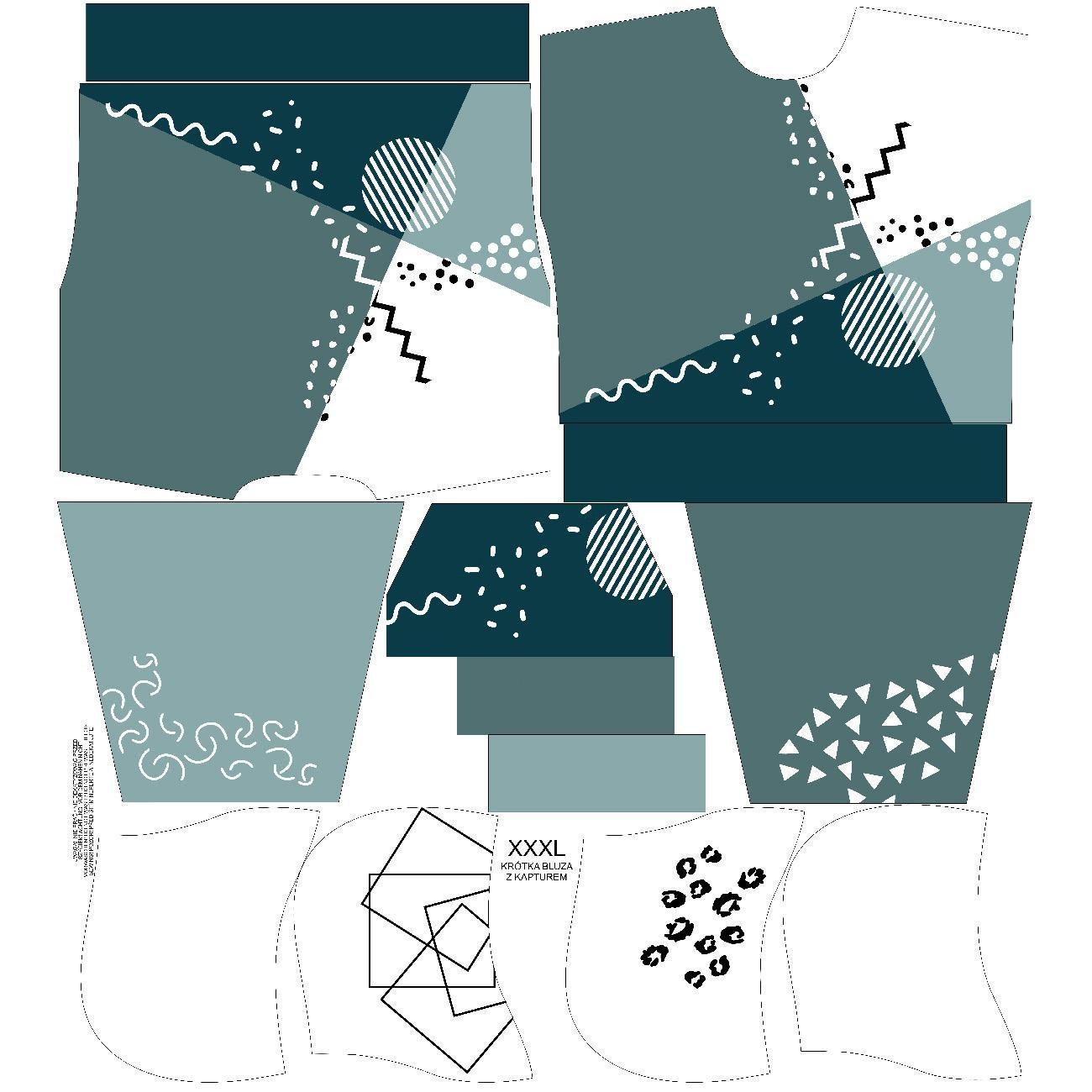 Cropped hoodie (IDA) - COLOR BLOCK pat. 6 - sewing set - XXXL