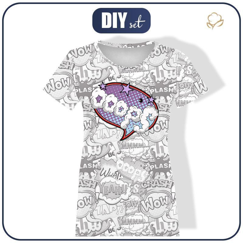 WOMEN’S T-SHIRT - COMIC BOOK / ooops (purple - red) - single jersey S