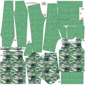 Children's tracksuit "MILAN" (98/104) - COMIC BOOK (green - blue) - looped knit fabric