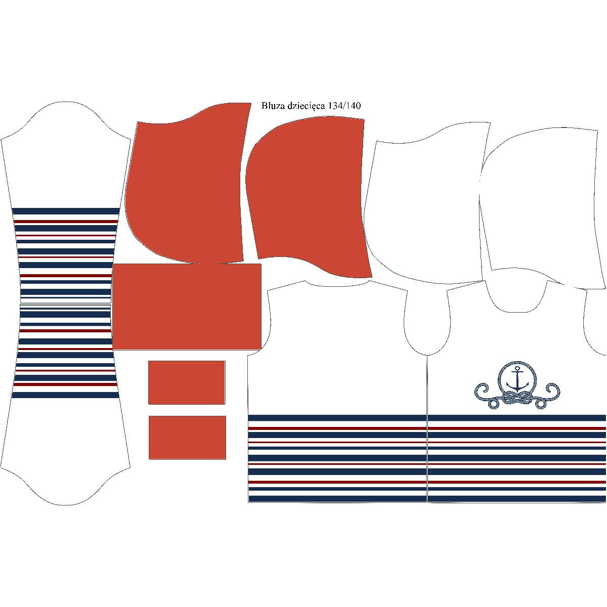 KIDS HOODIE (ALEX) - ANCHOR / stripes (marine) - sewing set