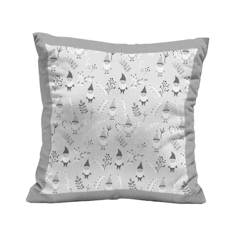 CUSHION PANEL - DWARFS AND FERN (FOREST DWARFS) / GREY