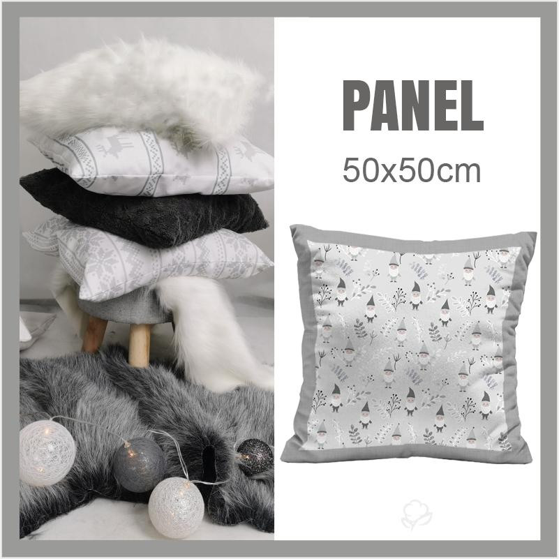 CUSHION PANEL - DWARFS AND FERN (FOREST DWARFS) / GREY