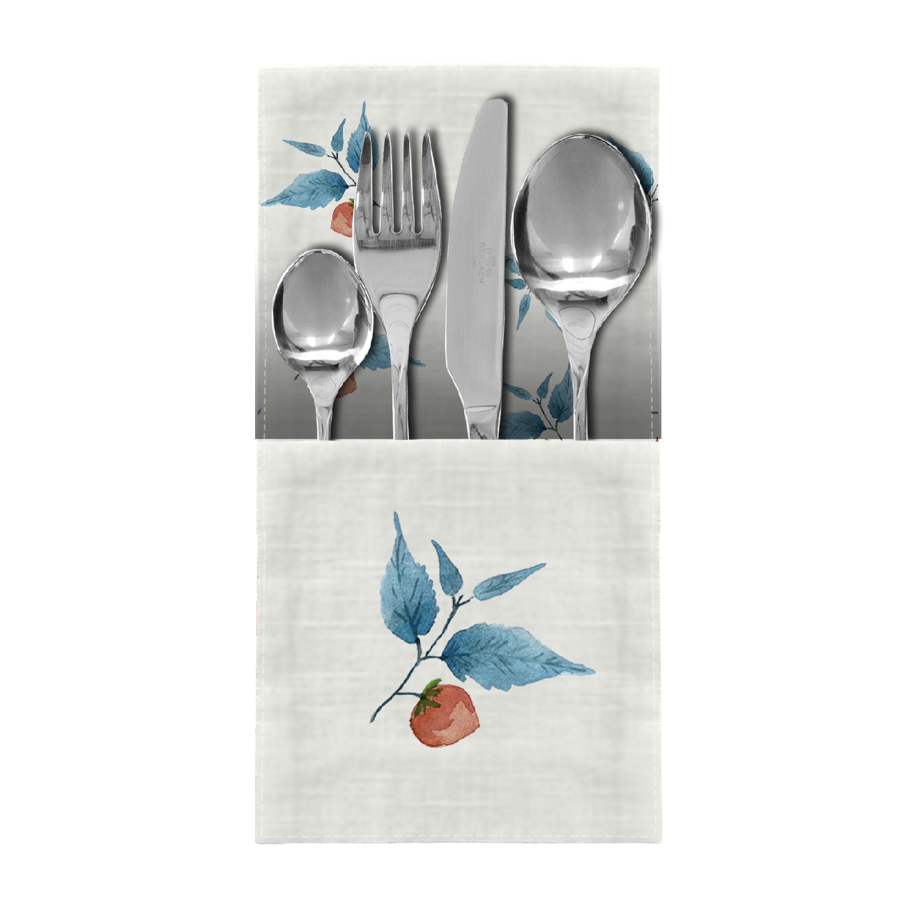 NAPKINS AND RUNNER - BLUE LEAVES pat. 2 - sewing set