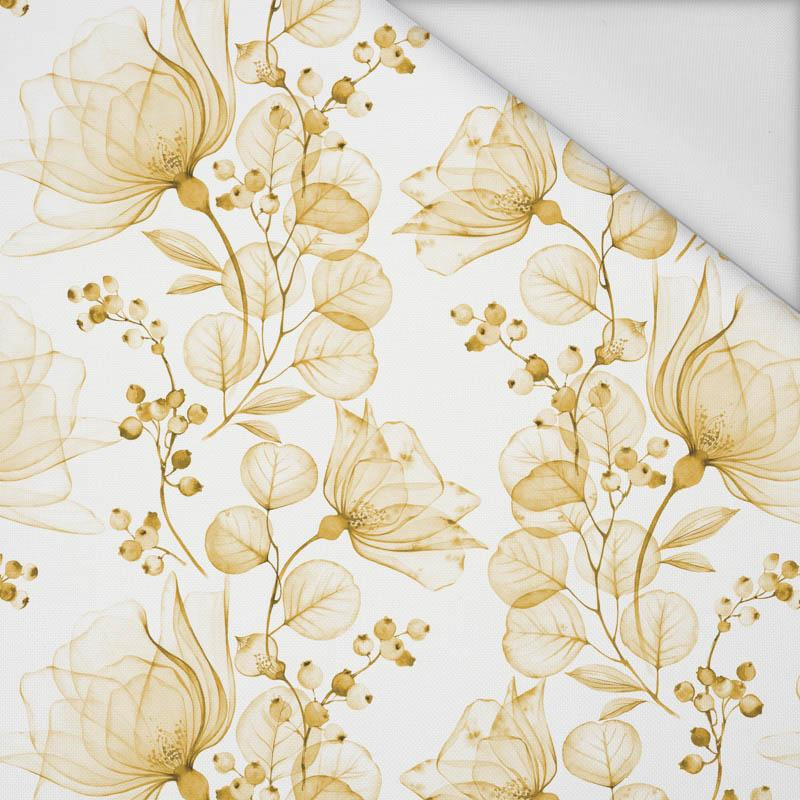 FLOWERS pat. 4 (gold) - Waterproof woven fabric