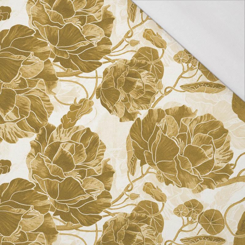 FLOWERS pattern no. 5 (gold) - single jersey with elastane 
