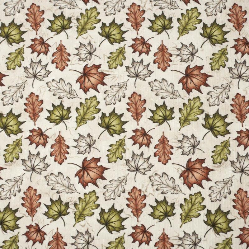 FOREST LEAVES pat. 1 / beige - looped knit fabric