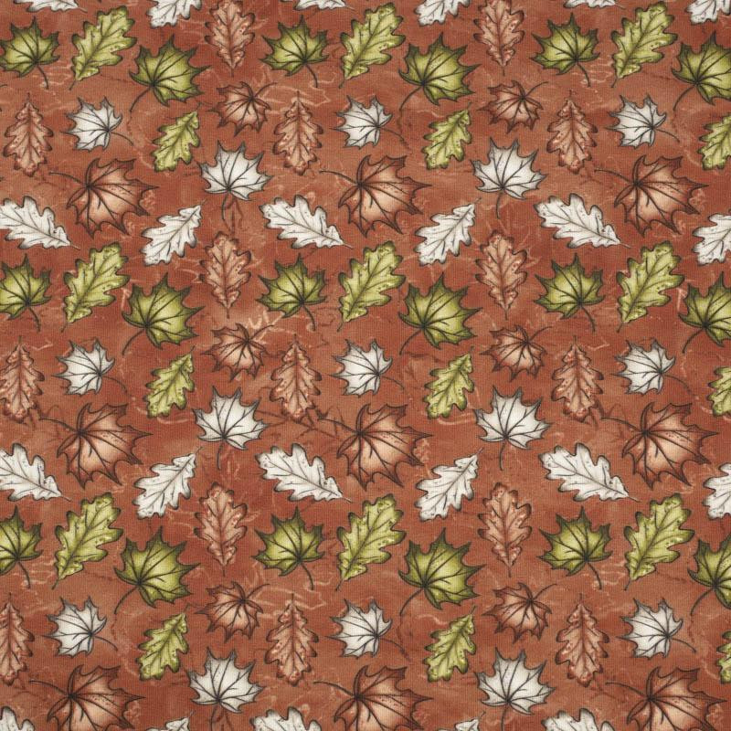 FOREST LEAVES pat. 1 / brown - looped knit fabric