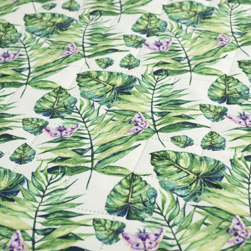 MINI LEAVES AND INSECTS PAT. 4 (TROPICAL NATURE) / white - picnic blankets woven fabric