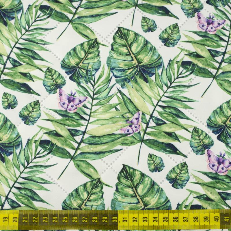 MINI LEAVES AND INSECTS PAT. 4 (TROPICAL NATURE) / white - picnic blankets woven fabric