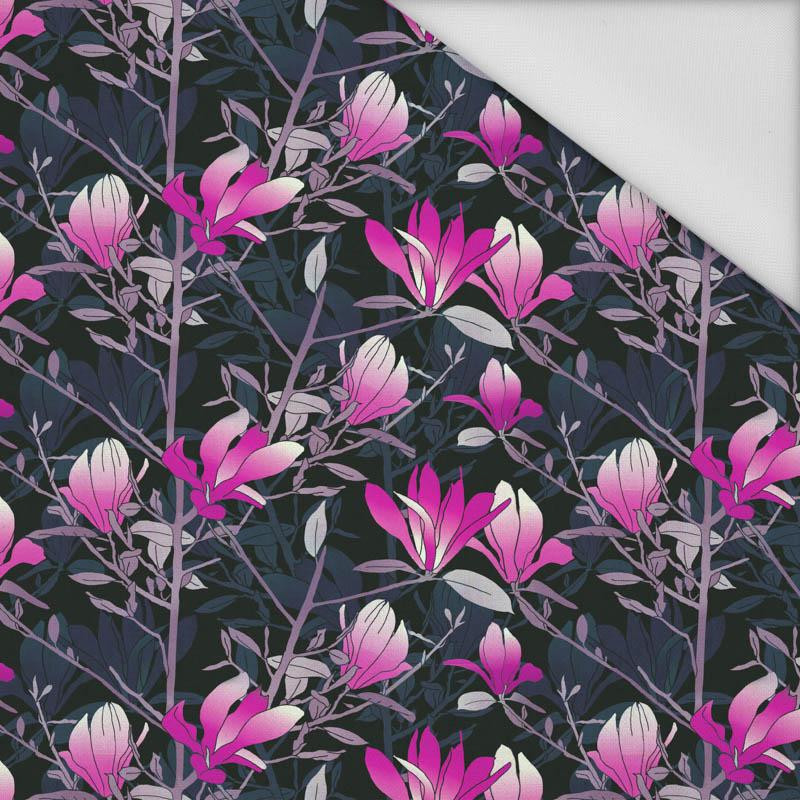 MAGNOLIAS pat. 1 (pink) / black - Waterproof woven fabric