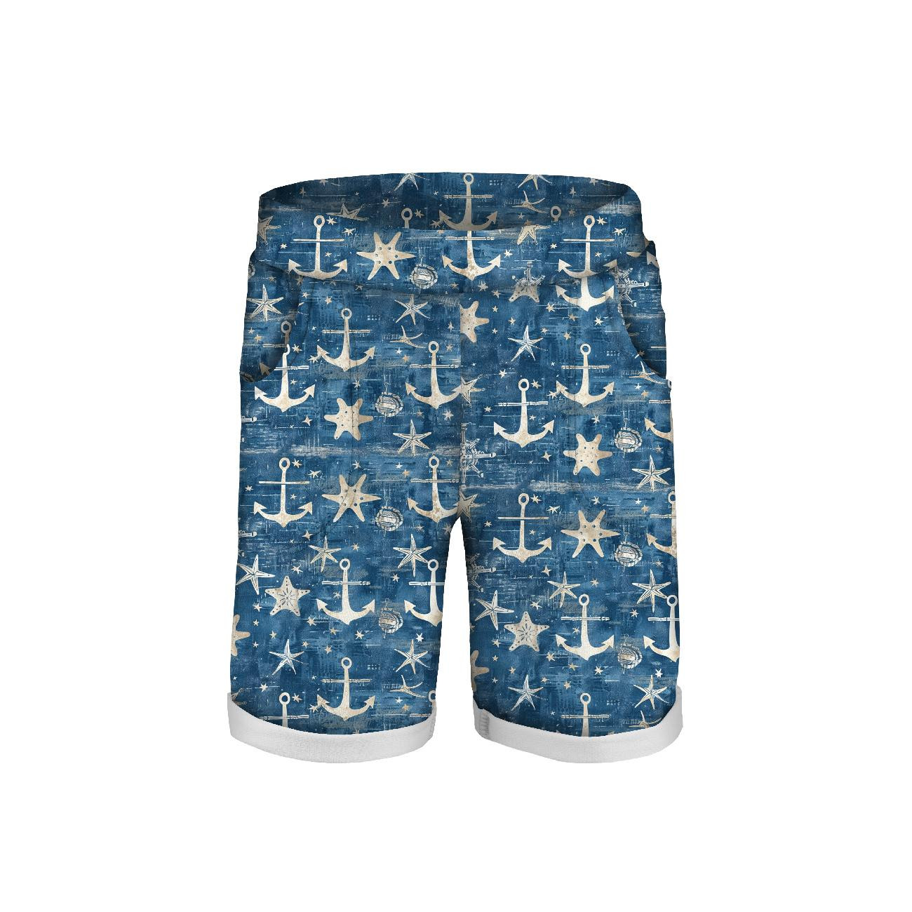 KID`S SHORTS (RIO) - MARINE pat. 4 - looped knit fabric 