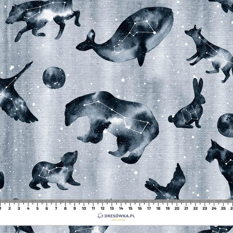 ANIMALS MIX (GALACTIC ANIMALS) / grey - looped knit fabric