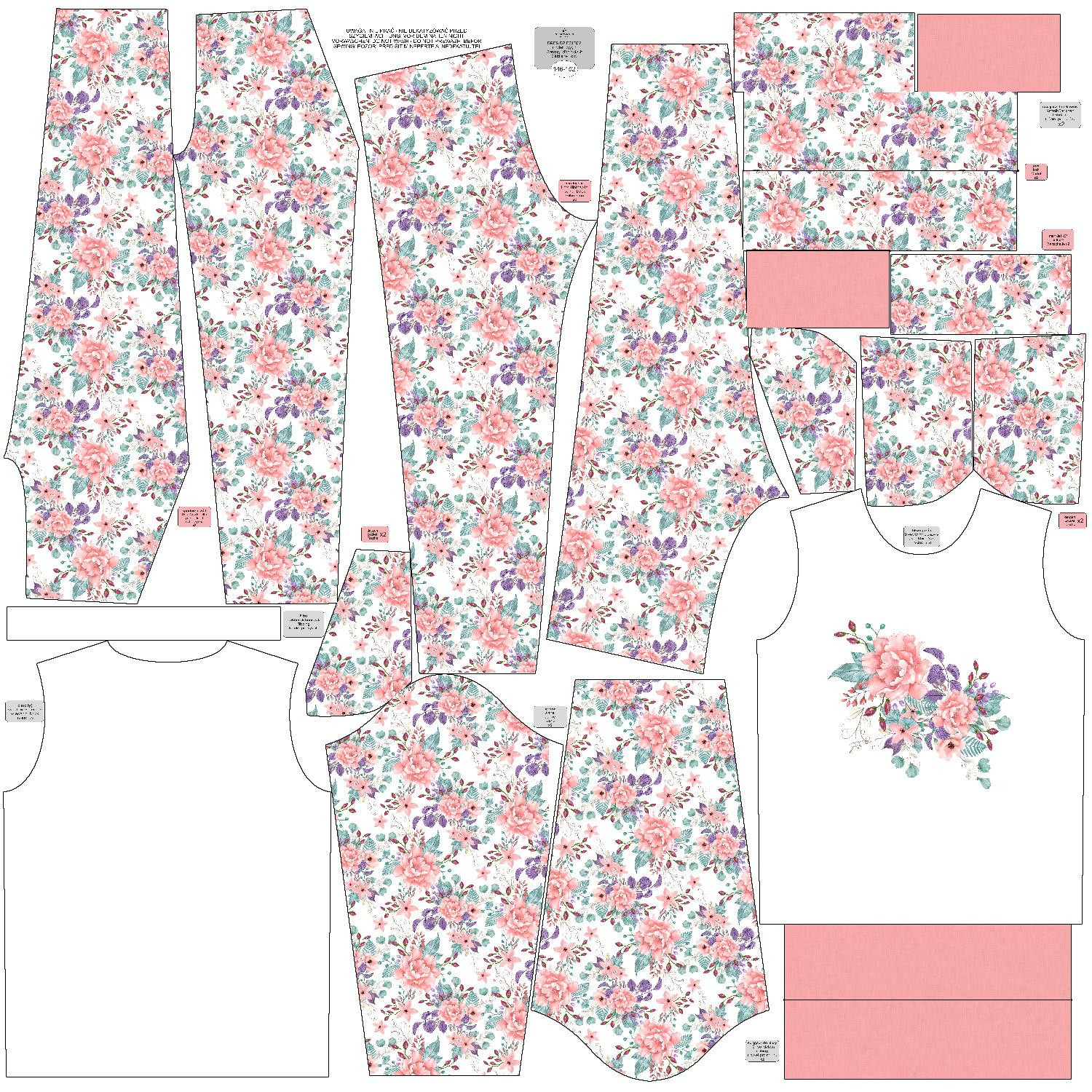 Children's tracksuit (MILAN) - WILD ROSE FLOWERS PAT. 1 (BLOOMING MEADOW)  - sewing set