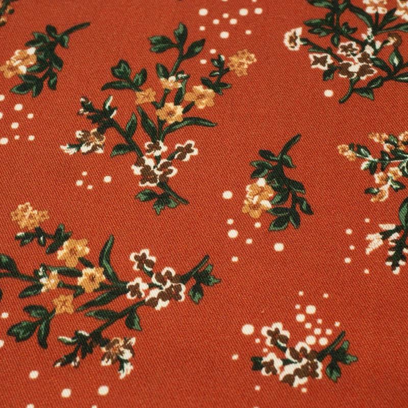 MINI FLOWER BOUQUET / brick - viscose woven fabric