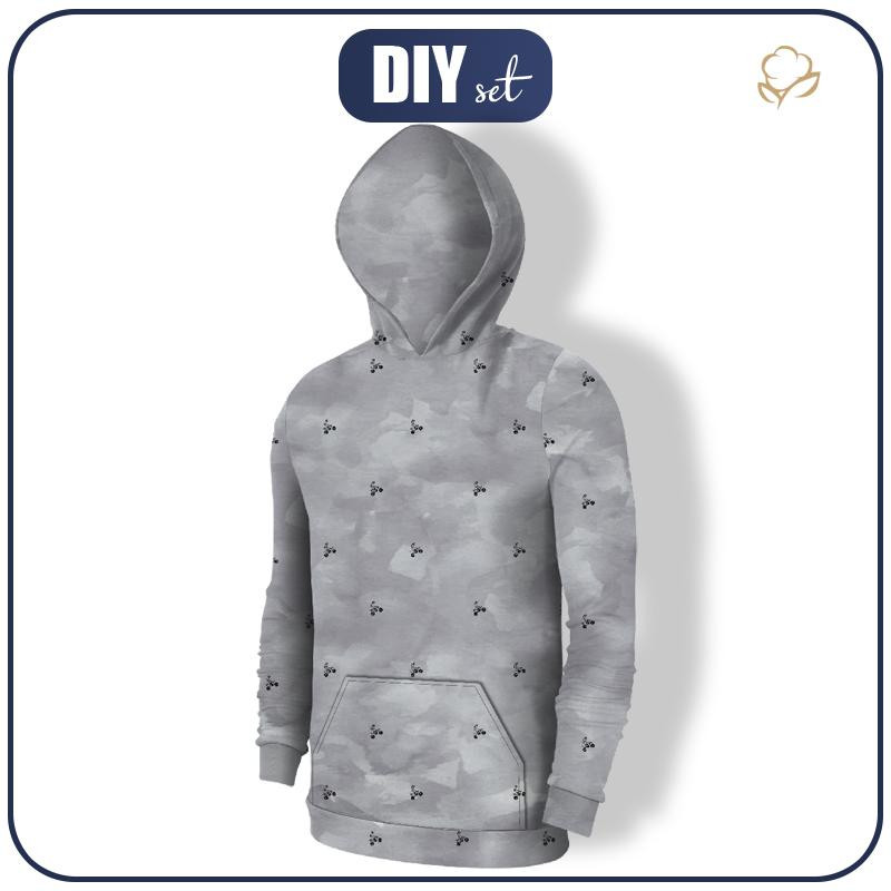 MEN’S HOODIE (COLORADO) - MOTORS (minimal) / CAMOUFLAGE pat. 2 (grey) - sewing set