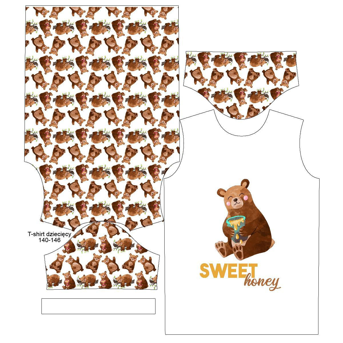 KID’S T-SHIRT (128/134) - BEARS MIX (BEARS AND BUTTERFLIES) - single jersey