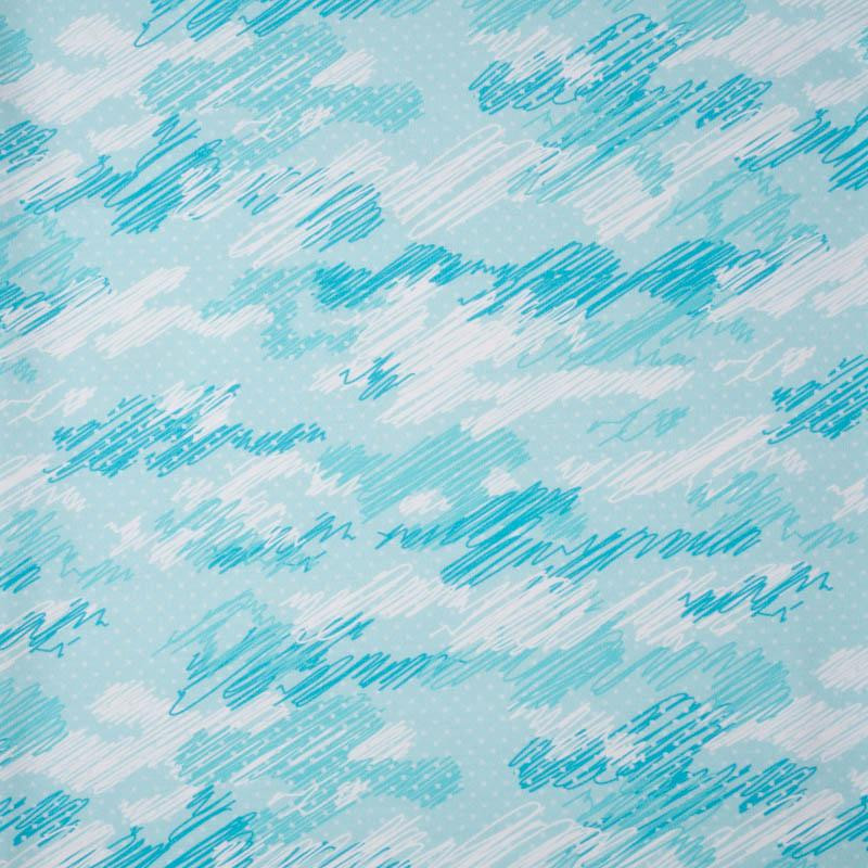 CAMOUFLAGE - scribble / light blue - looped knit fabric