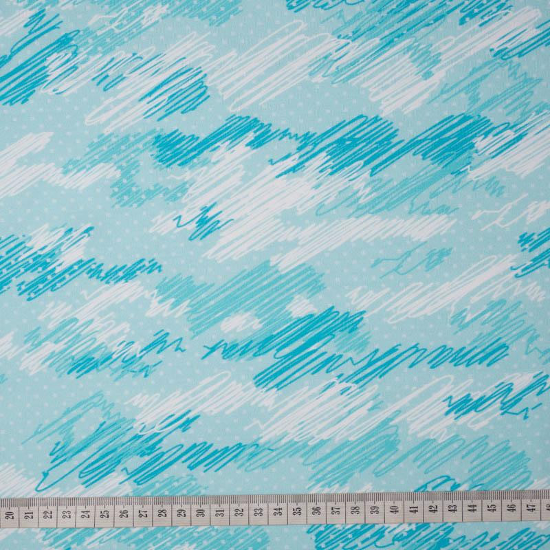 CAMOUFLAGE - scribble / light blue - looped knit fabric