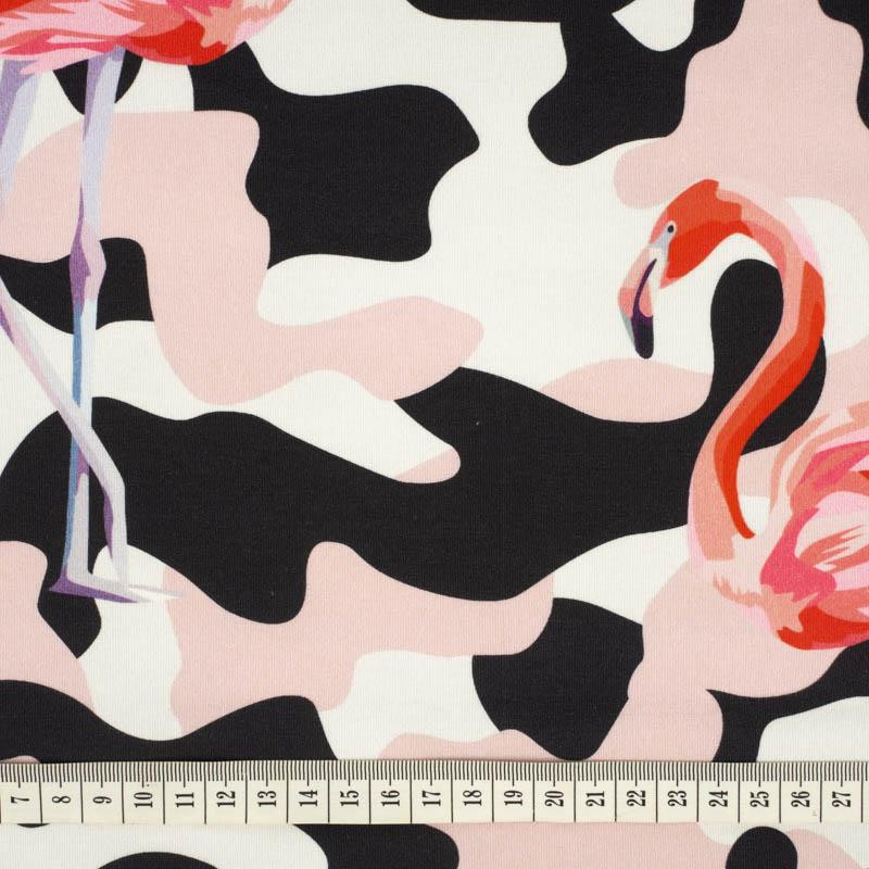 CAMOUFLAGE FLAMINGOS - single jersey with elastane TE210