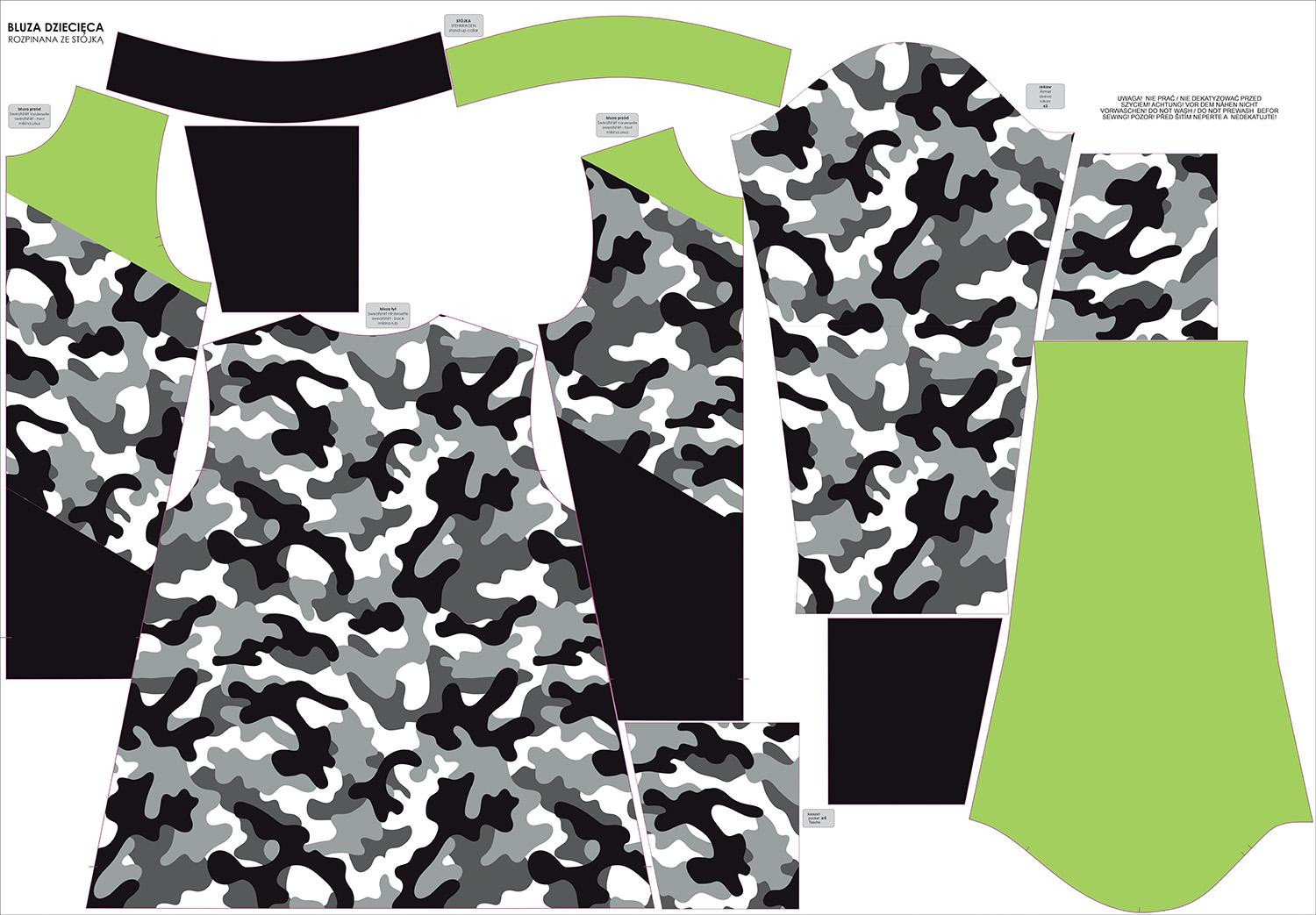 "MAX" CHILDREN'S TRAINING JACKET - CAMOUFLAGE GREY - knit with short nap