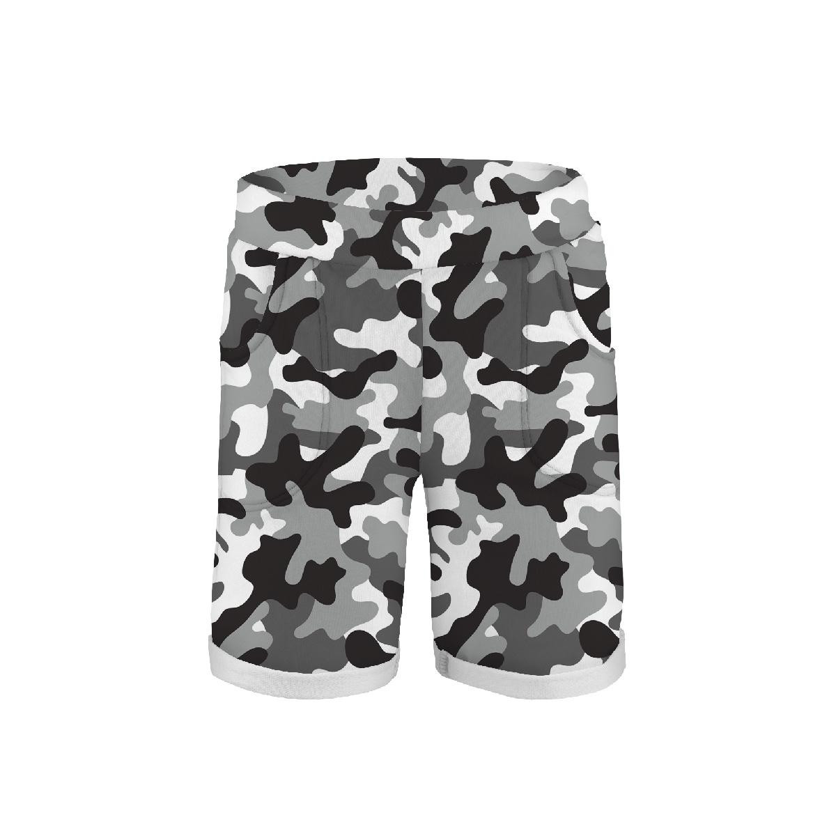 KID`S SHORTS (RIO) - CAMOUFLAGE GREY - looped knit fabric 