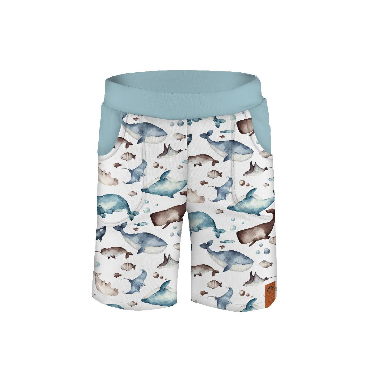 KID`S SHORTS (RIO) - OCEAN MIX (THE WORLD OF THE OCEAN) - looped knit fabric 