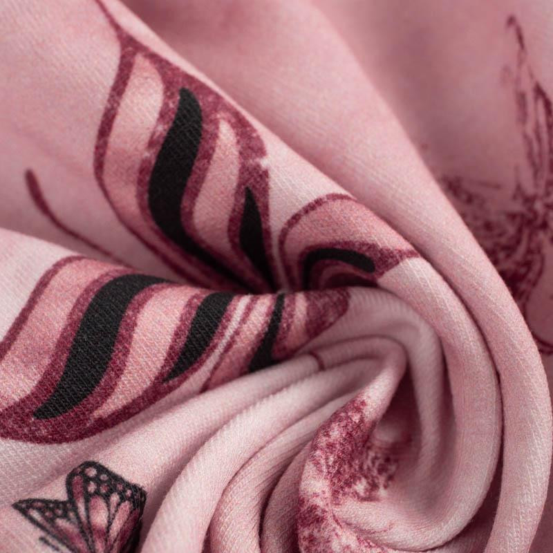 BUTTERFLIES (GLITTER BUTTERFLIES) / CAMOUFLAGE pat. 2 (rose quartz) - looped knit fabric