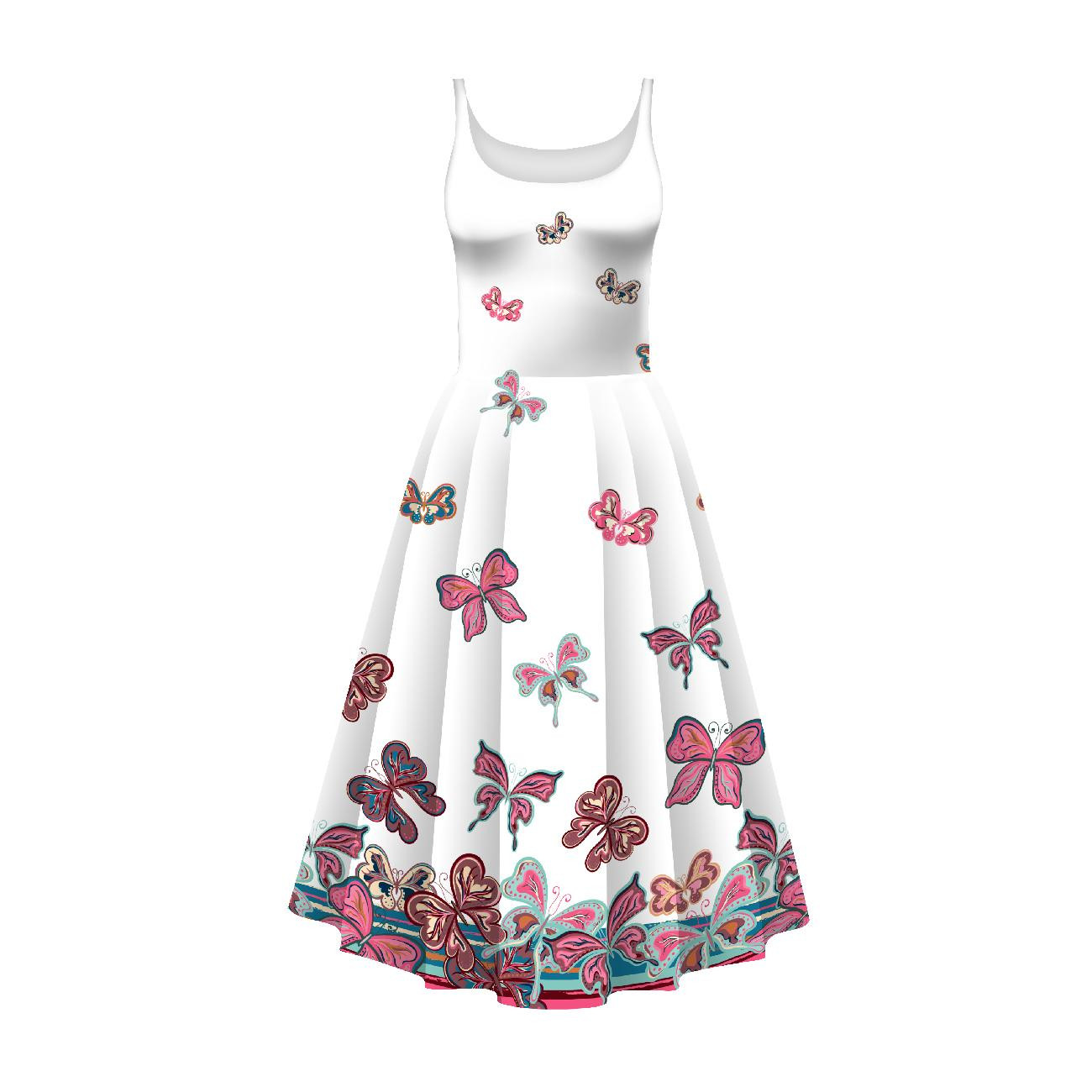 DRESS "ISABELLE" - BUTTERFLIES (pat. 1 pink) / white - sewing set