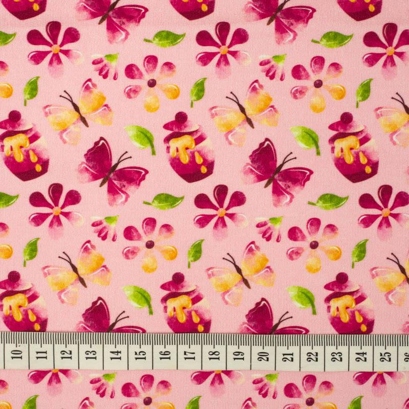 BUTTERFLIES AND HONEY (BEARS AND BUTTERFLIES) - looped knit fabric