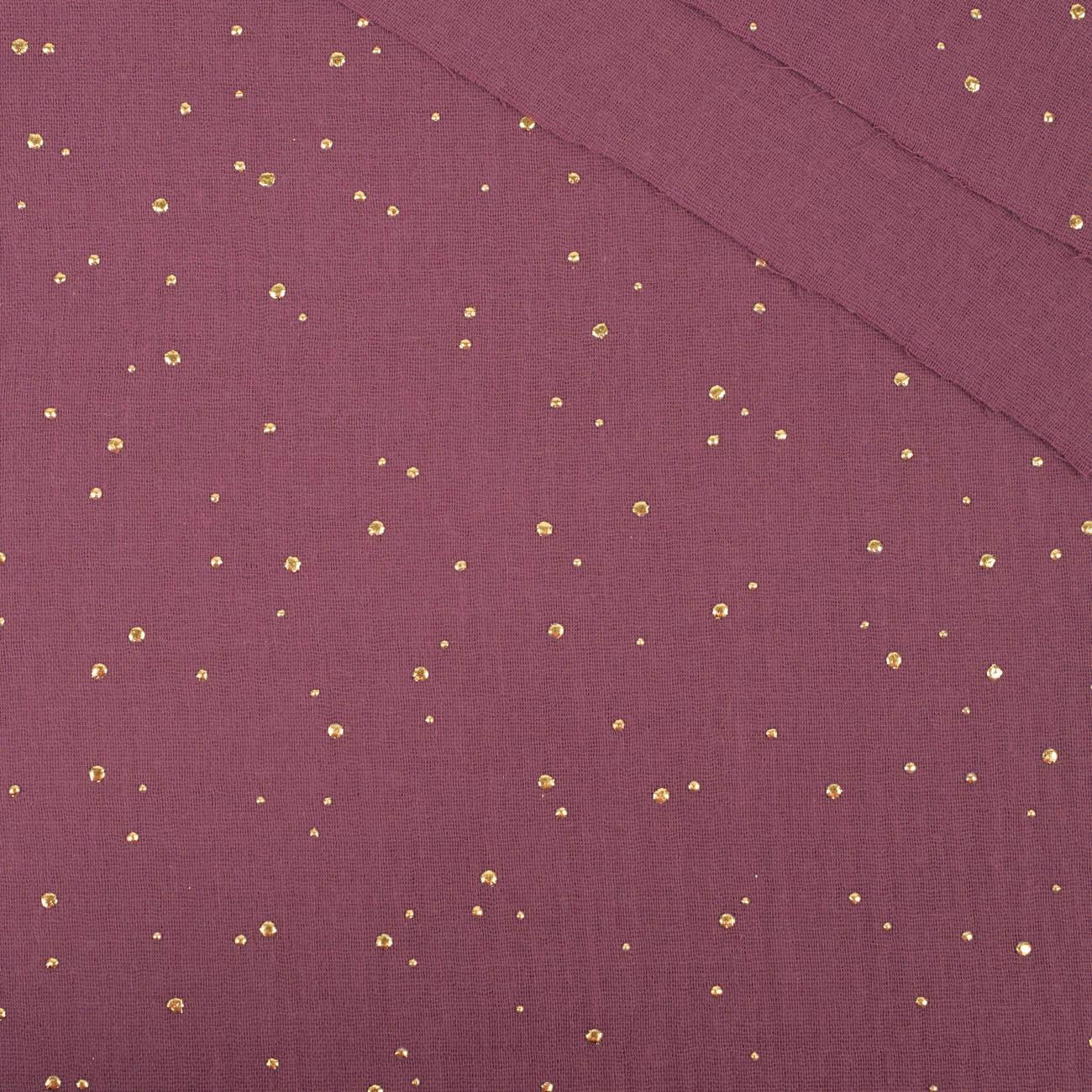 GOLDEN DOTS / HEATHER - Cotton muslin